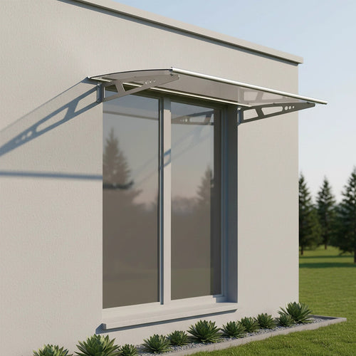 DIY Outdoor Polycarbonate Awning Cover 1.4m x 1m – Clear Weather-Resistant Door & Window Canopy