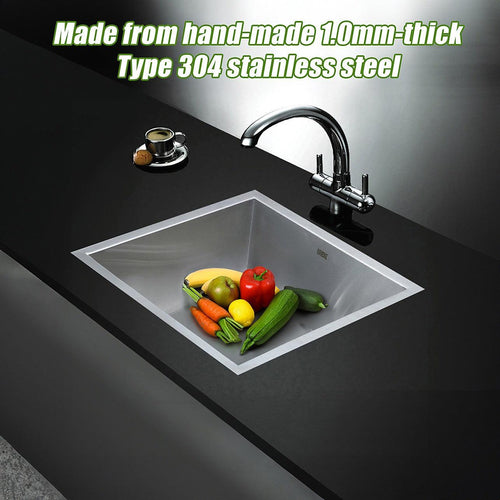 440x440mm Stainless Steel Handmade 1.0mm Sink with Waste in Stainless Steel Finish