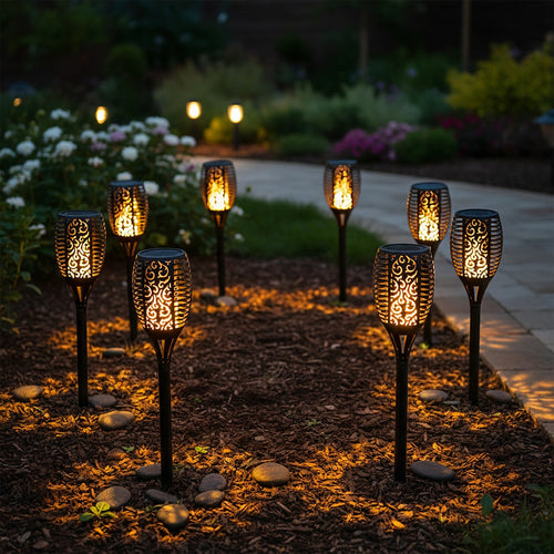 10 Pack Solar Torch Lights 96 LED Flickering Lighting Dancing Flame Garden Lamp