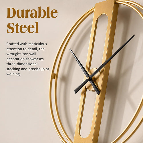Gold Clover Metal Wall Clock
