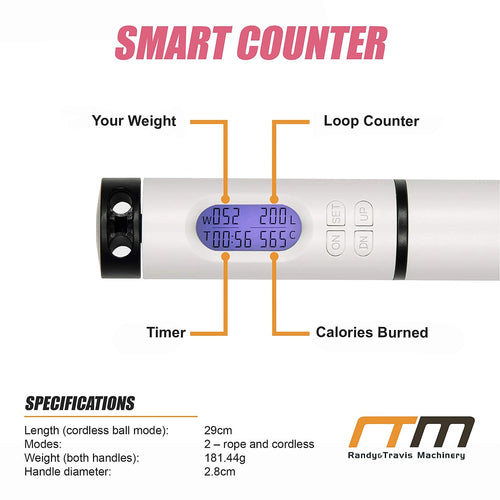 Skipping Rope Jump with Counter Smart Calorie Counting Adjustable Cable Ropeless