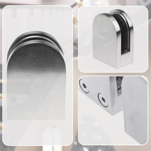 Brushed Nickel Bracket for Glass Balustrade Panels - Set of 2