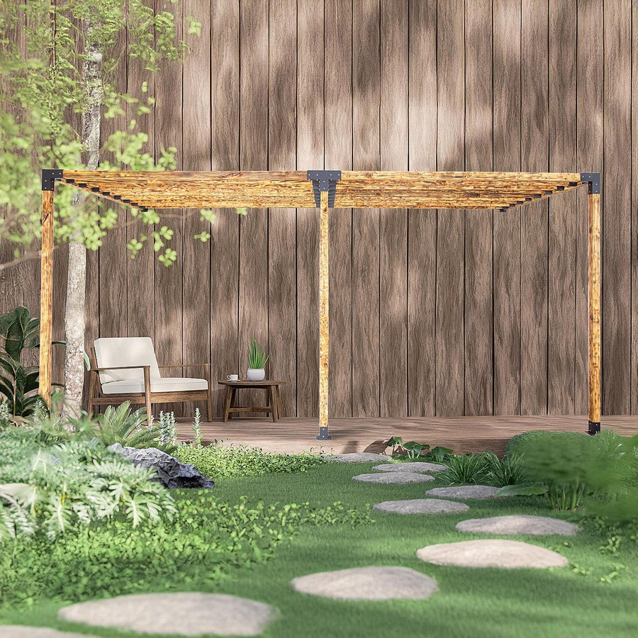 Roof Pergola Gazebo Shed Matte Black Steel Double Wall with Top Rafters Brackets DIY Kits
