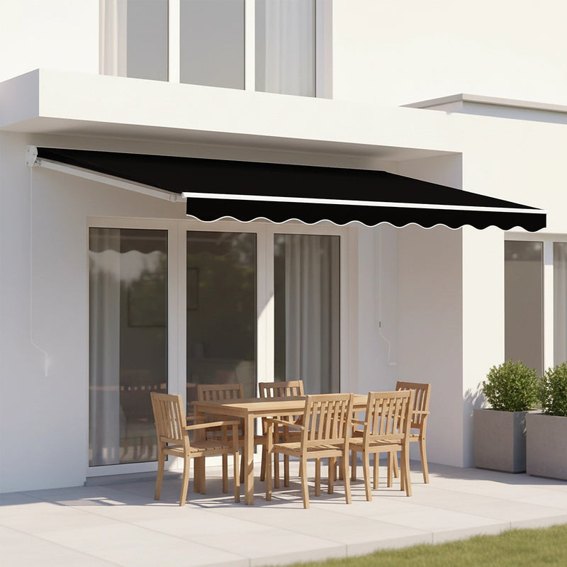 Outdoor Awning Black - 3x2.5m Retractable Sunshade | FactoryFast.com.au