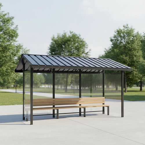 12 PCs Corrugated Roof Sheets Profile Galvanized Metal Roofing Carport Black