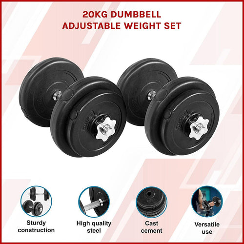 20KG Dumbbell Adjustable Weight Set 