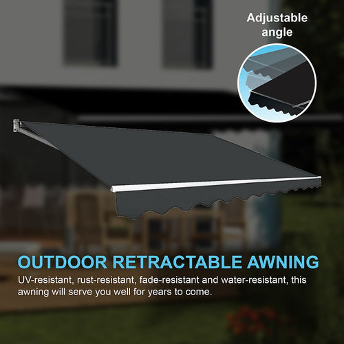 Automatic Retractable Awning 5x2.5m - Grey Outdoor Wall Sunshade
