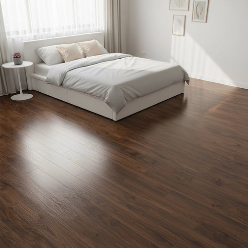 Vinyl Floor Tiles Wood Grain Walnut Look  – 16 Pack Peel & Stick Flooring