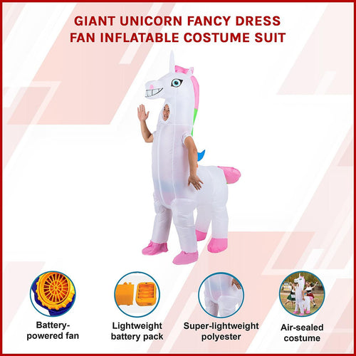 Giant Unicorn Fancy Dress Inflatable Suit -Fan Operated Costume
