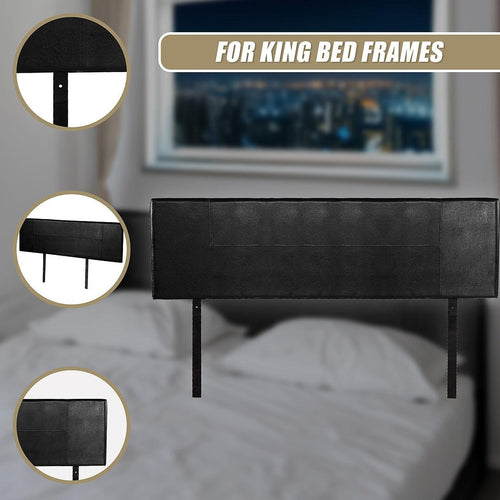 King Black PU Leather Bed Headboard Bedhead