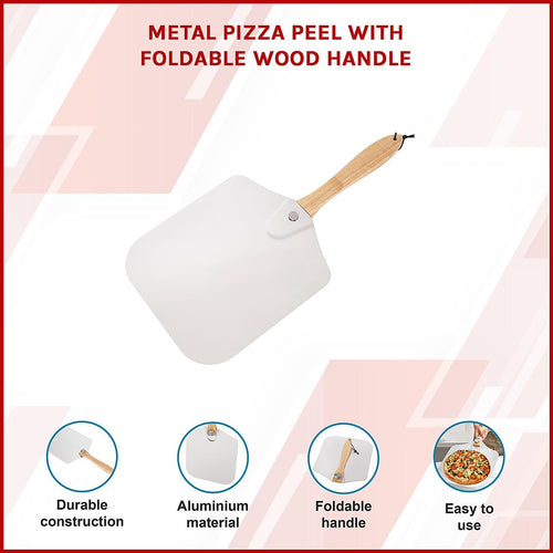Metal Pizza Peel with Foldable Wood Handle