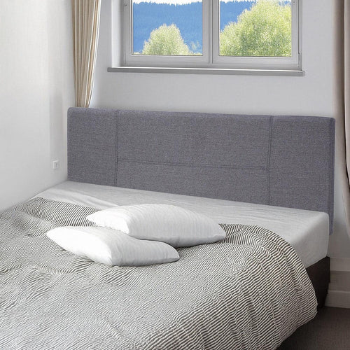 Queen Grey Linen Fabric Bed Headboard Bedhead