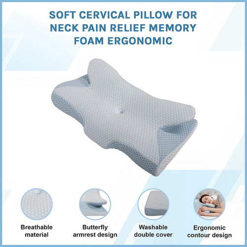 Soft Cervical Memory Foam Pillow for Neck Pain Relief – Ergonomic Support