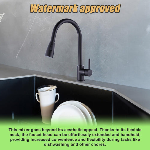 Basin Mixer Pull-Down Tap Faucet -Kitchen Laundry Bathroom Sink in Black