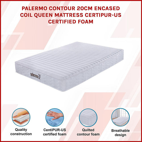 Contour Encased Coil Queen Mattress - CertiPUR-US Certified Foam