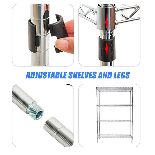 Modular Wire Storage Shelf 450 x 450 x 1800mm Steel Shelving - Carbon Chrome Plated