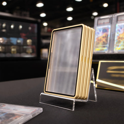 Metal Trading Card Case for PSA & CGC 35PT Slabs – Gold 4 Pack