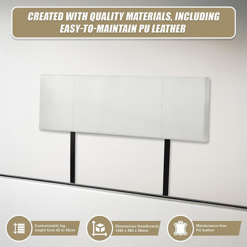 King White PU Leather Bed Headboard Bedhead