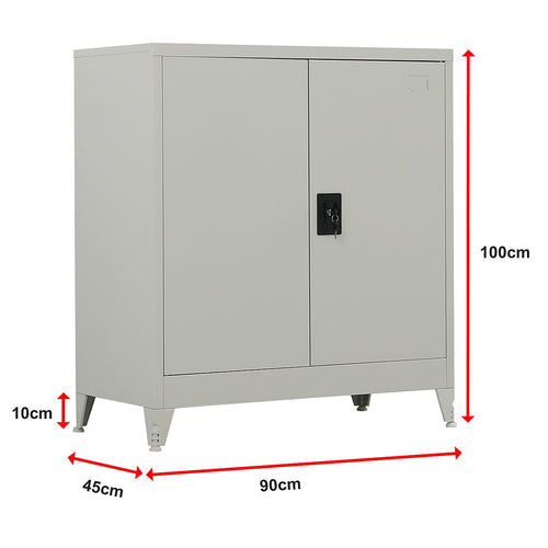 Two-Door Metal Locker - Grey with Legs
