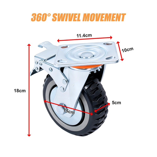 150mm Heavy Duty Plate Caster Wheels Set of 4 1200kg Swivel