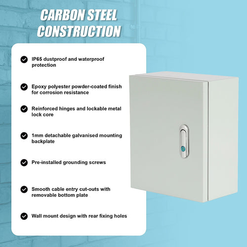 300x250x140mm Carbon Steel Electrical Enclosure Box IP65 Wall Mounted