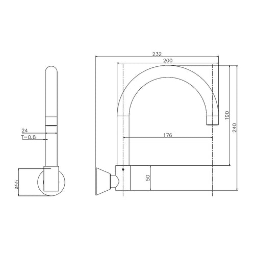 High Reach Swivel Wall Kitchen Laundry Bath Basin Spout