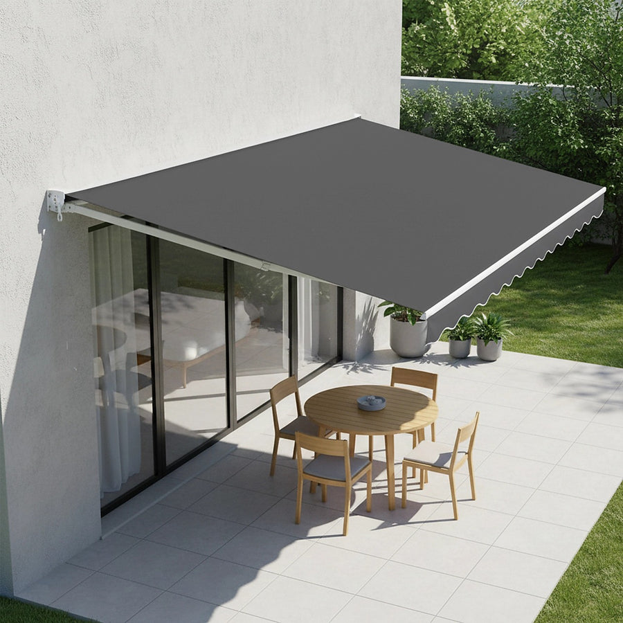 Outdoor Awning Grey - 3x2.5m Retractable Sunshade