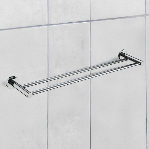 Double Classic Chrome Towel Bar Rail Bathroom   
