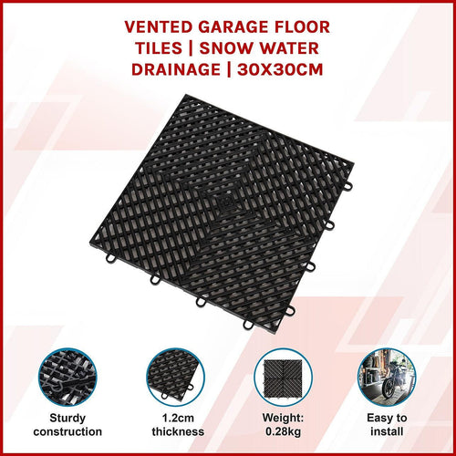 Vented Garage Floor Tiles | Snow Water Drainage | 30x30cm