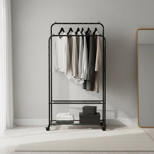 Double Clothes Rack 80x154cm Heavy Duty Metal Garment Organiser