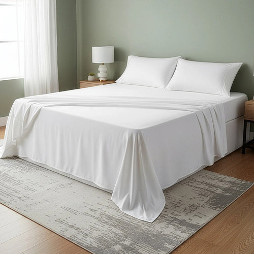 Double Bed Sheet Set – 1800 Series Microfiber, Deep Pocket, Soft & Breathable, White