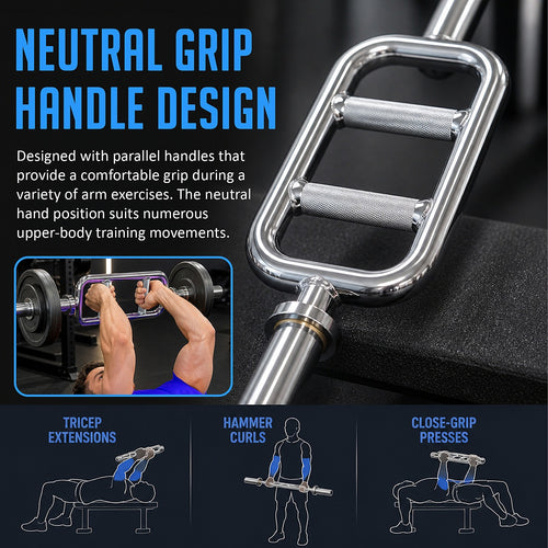 Olympic Tricep Bar 300kg Neutral Grip Weight Lifting Barbell