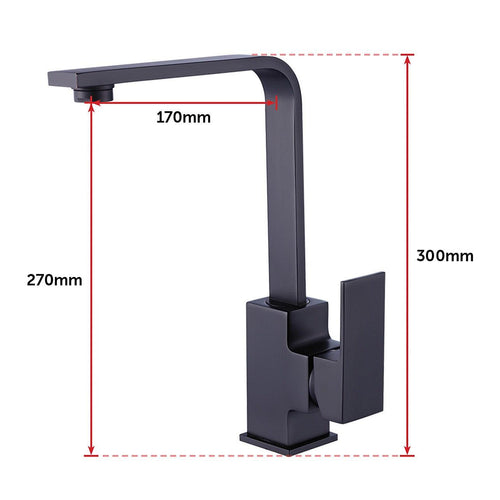 Kitchen Mixer Tap L-Neck Faucet Laundry Bathroom Sink in Black