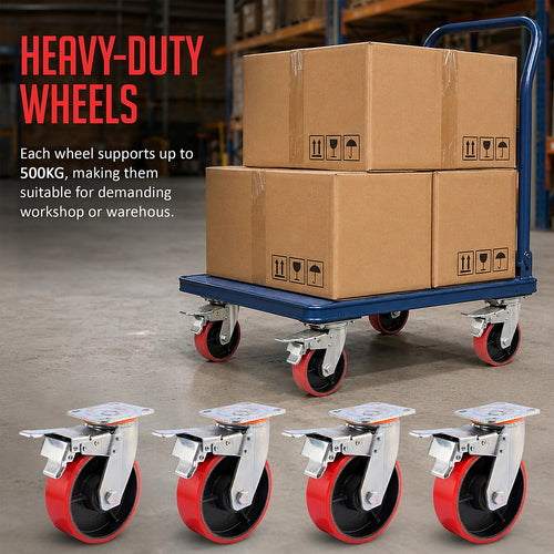4 Pack 6 Inch Castor Wheels Heavy Duty 500kg Swivel with Brake