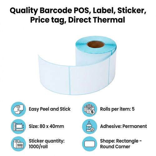 Premium Quality Barcode POS Labels, Stickers & Price Tags – Direct Thermal 80 x 40mm