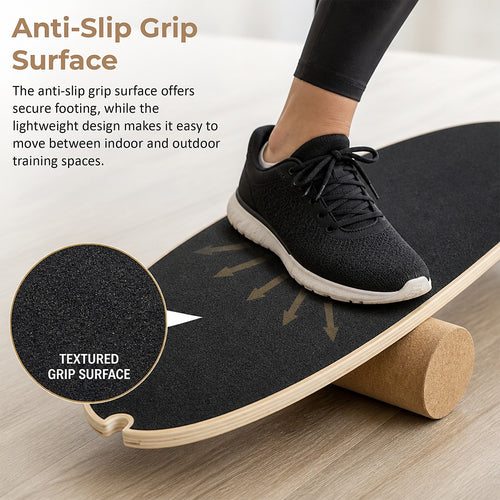 Surf Style Balance Board with Cork Roller Wooden Wobble Board 150kg