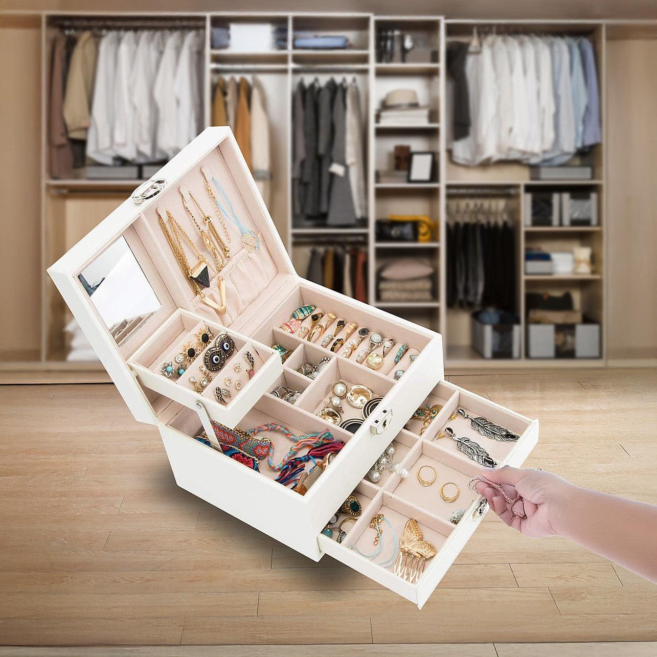 Jewellery Storage Box Rings Necklace Organiser Australia