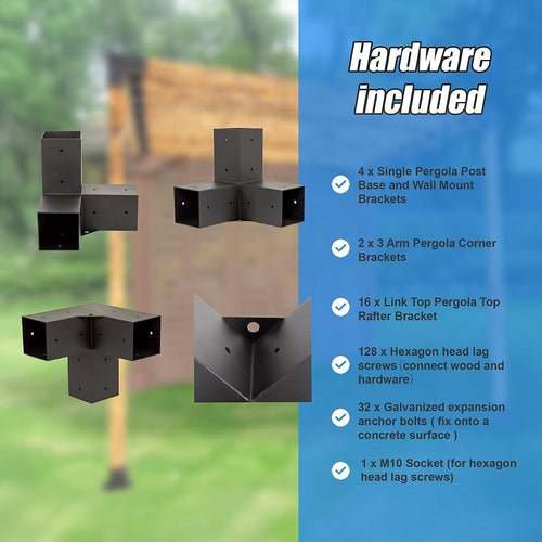 Roof Pergola Gazebo Shed Matte Black Steel Single Wall with Top Rafters Brackets DIY Kits