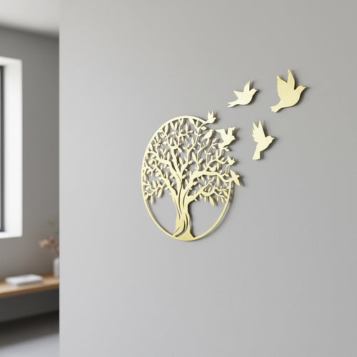 Metal Tree of Life Wall Art 7 Flying Birds Wall Sculpture
