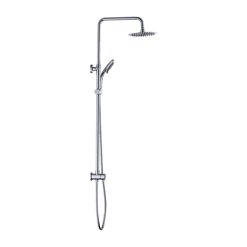 WELS 8" Chrome Rain Shower Dual Rounded Heads Set with Handheld