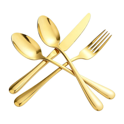 24 Piece Gold Cutlery Set Stainless Steel Dinnerware