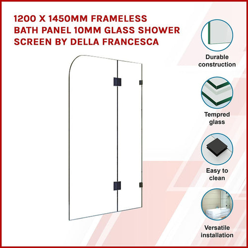 Frameless Glass Bath Screen 120 x 145cm BLACK