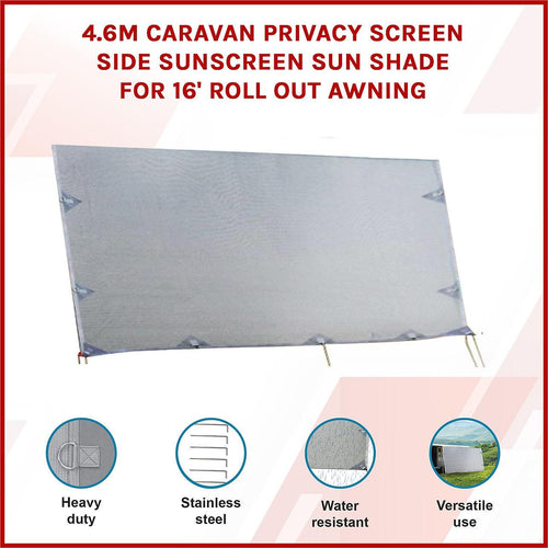 4.6 x 1.8m Caravan Privacy Screen Side Roll Out Awning