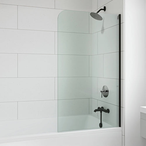 70cm Frameless Glass Bath Screen with Wall Channel - Black