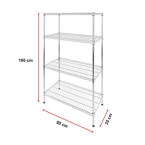 Modular Wire Storage Shelf 900 x 350 x 1800mm Steel Shelving - Carbon Chrome Plated