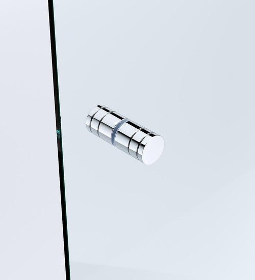 120cm Wall to Wall Frameless Shower Screen with Chrome Channel and Brass Hinges , Round Knob Handle