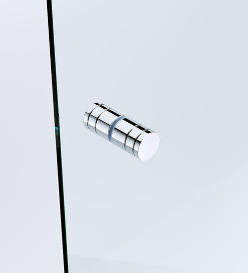 100x100cm Double Door Corner Shower Screen – Channels with Brass Hinges in Chrome, Round Handles