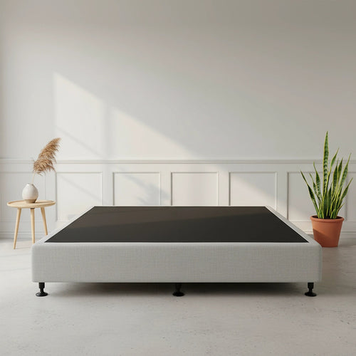King Slatted Ensemble Bed Base - Grey Linen Breathable Cover