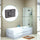 100cm Frameless Glass Bath Screen with Brass Brackets - Gunmetal