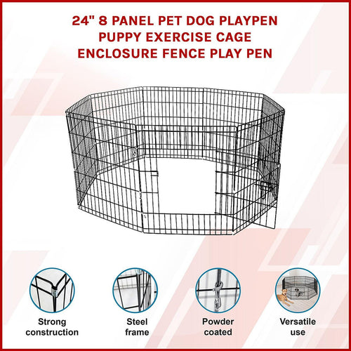 24" 8 Panel Pet Dog Playpen Puppy Exercise Cage Enclosure Fence Play Pen
